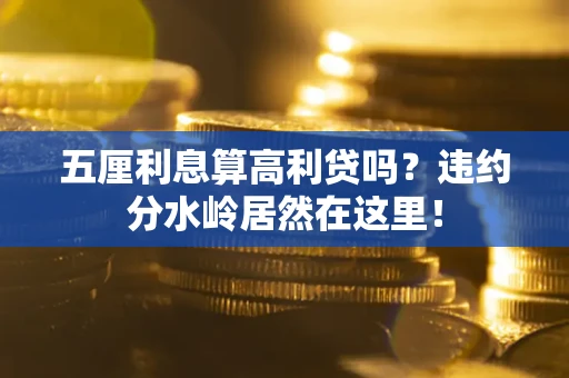 武汉五厘利息算高利贷吗？违约分水岭居然在这里！