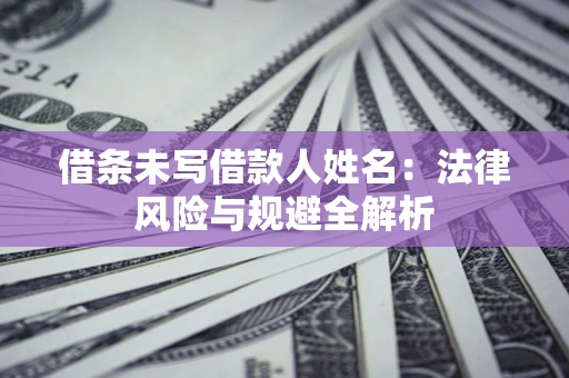 武汉借条未写借款人姓名：法律风险与规避全解析